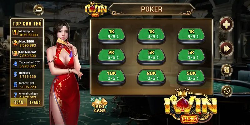Tham Gia Các Loại Poker Tại iwin Và Rinh Thưởng Hấp Dẫn 3 Poker Tại iwin